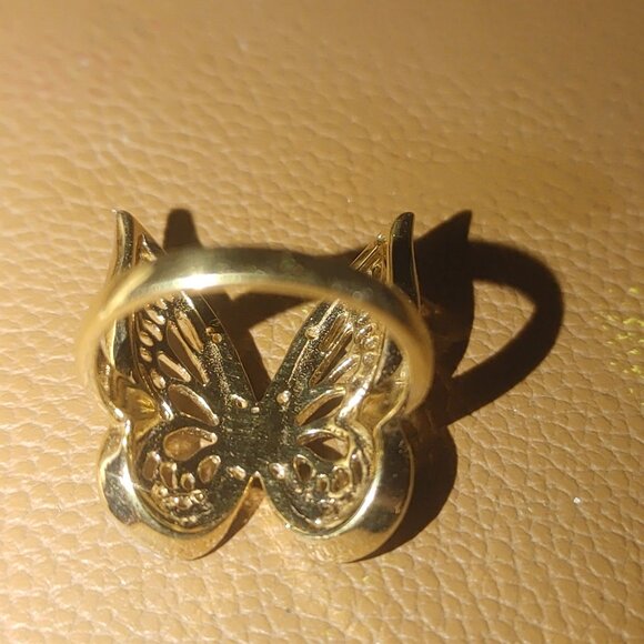 Butterfly Ring 925 Sterling Silver DBJ Sz 6 Gold Plated Vintage Inspire Jewelry - Picture 12 of 13